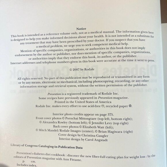 Prevention's Diabetes Diet Cookbook Hardcover Healthy Eating Weight Loss - Picture 4 of 5